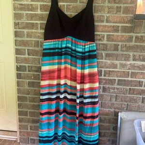 Sami & Jo Black and Multicolor Striped Maxi Dress